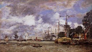 Eugene Boudin : Anvers, Boats on the River Scheldt